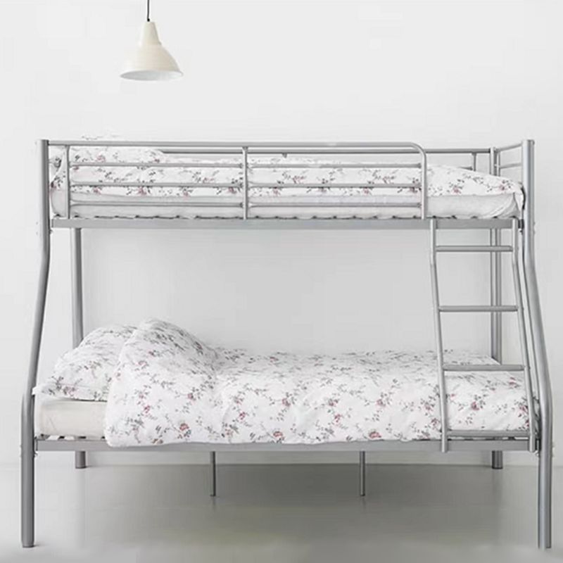 Metal Standard Bunk Bed with Built-In Ladder Modern Iron High Loft Bed Frame