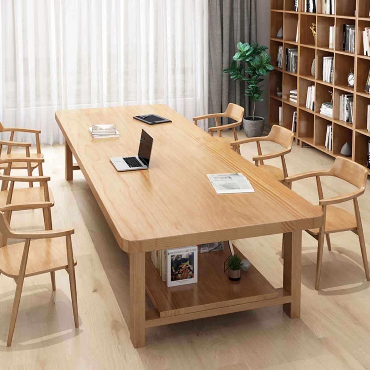 Solid Wood Writing Desk Contemporary Style Office Meeting Table