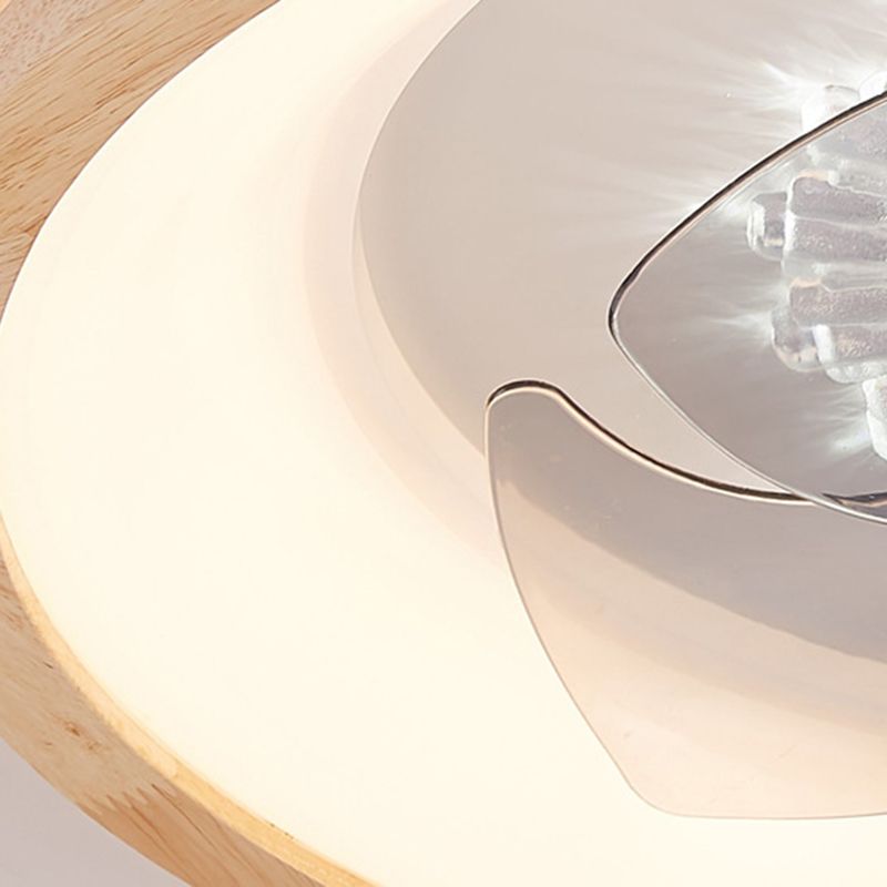 Modern Single Beige/Brown Ceiling Fan Lamp Wooden Ceiling Fan Light for Dining Room