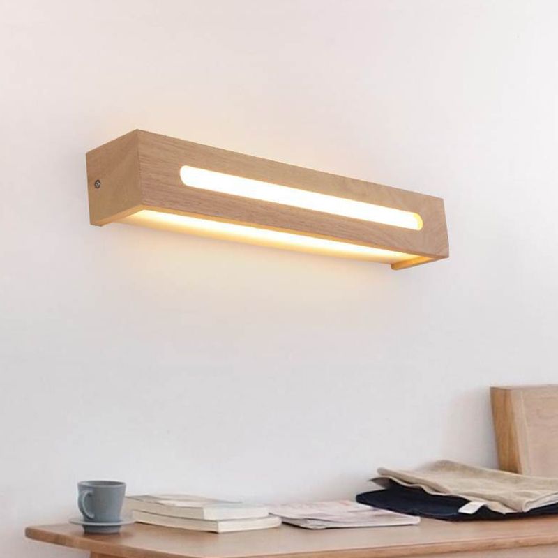 Rectangle Wood Wall Mounted Lights Contemporary Wall Mounted Light Fixture for Bathroom