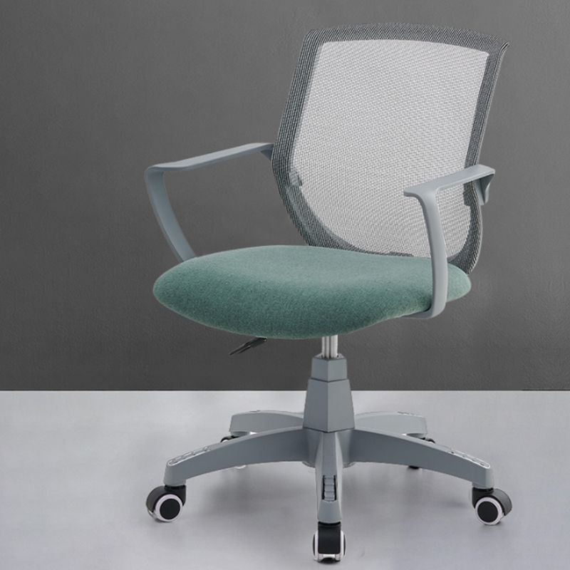 Mesh Mid Back Desk Chair Contemporary Fixed Arms Office Chair with Wheels