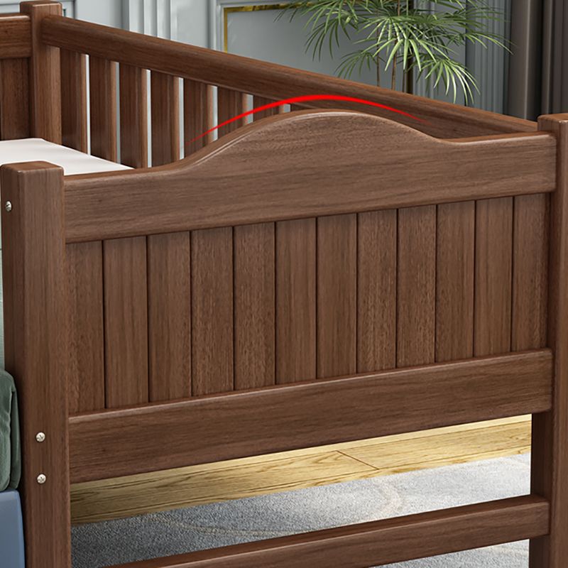 Traditional Wooden Baby Crib in Coffee Solid Wood with Guardrail