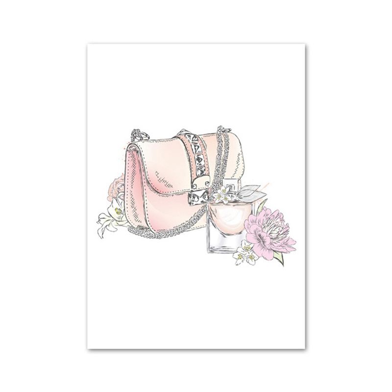 Pink Lady Bag Wrapped Canvas Decorative Victorian for Drawing Room Wall Art Print