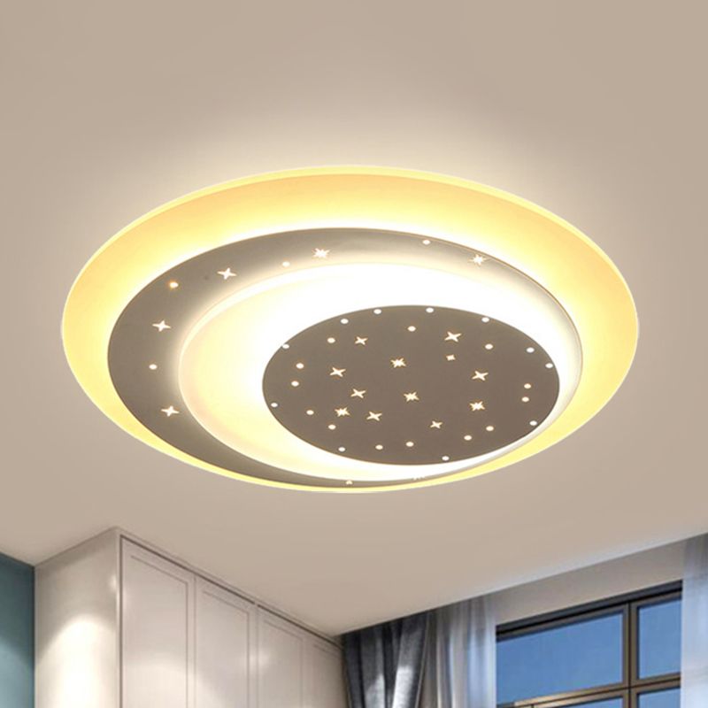 Acrylic Crescent LED Ceiling Light with Star Romantic Flushmount Light for Girls Bedroom