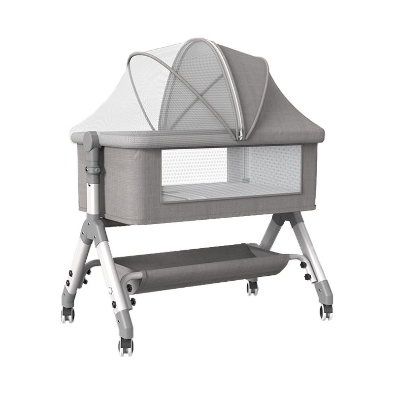 Portable Rectangle Bassinet Gliding and Folding Crib Cradle for Baby