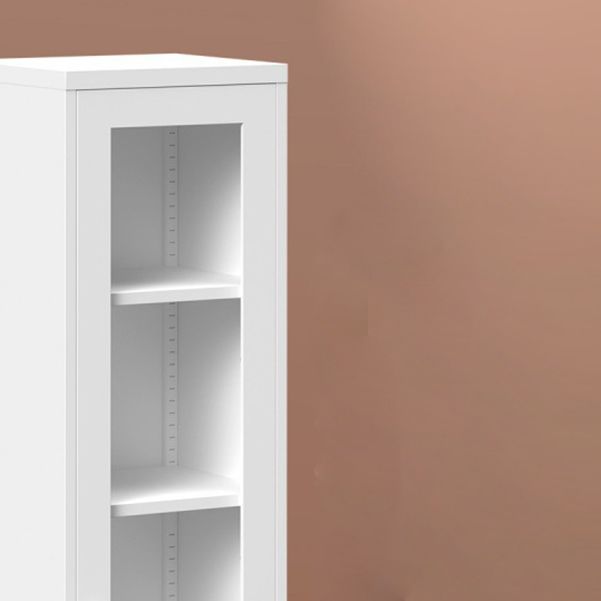 Contemporary Style Metal Bookcase Closed Back Bookshelf with Door for Home