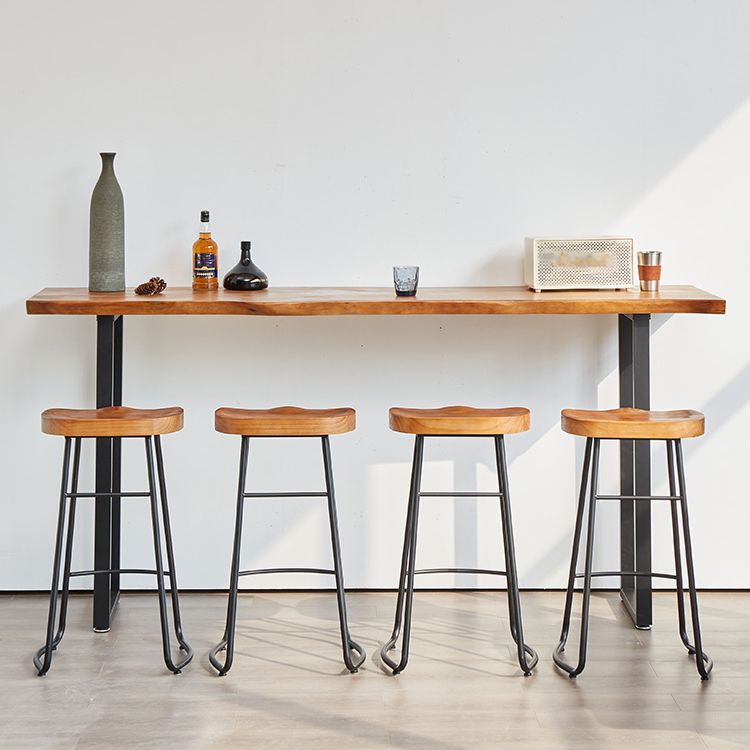 Solid Wood Bar Dining Table Industrial Bar Dining Table with Sled Base in Black