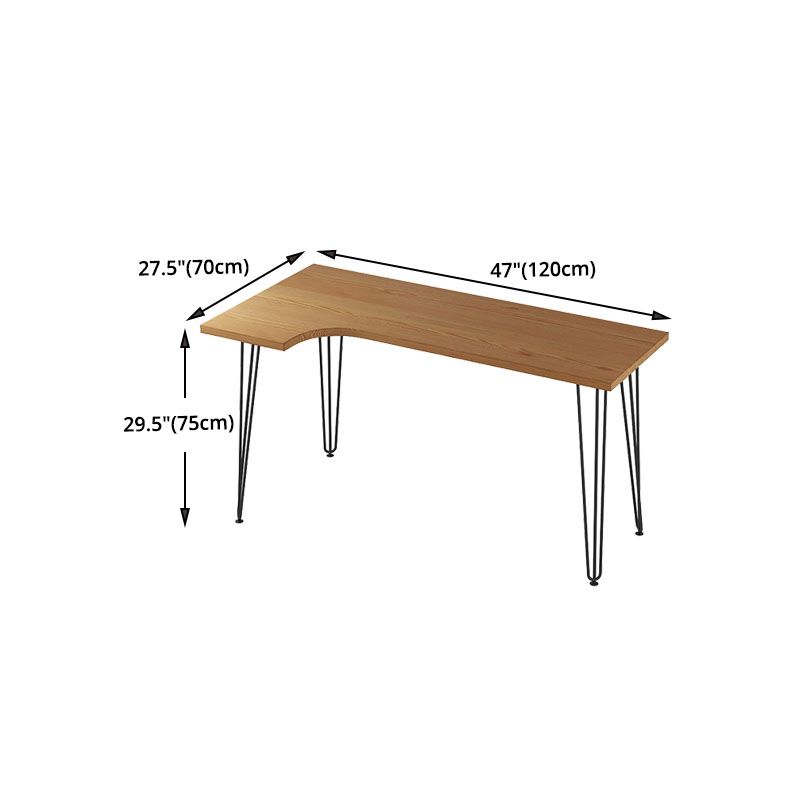 Industrial L-Shape Writing Desk Solid Wood Office Desk for Home