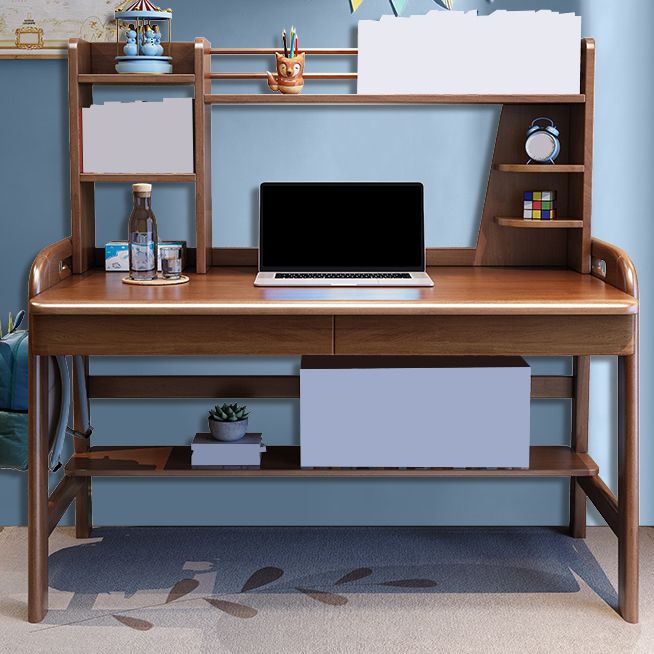 Wooden Adjustable Desk and Chair Set Kids Writing Desks with Hutch and Drawers