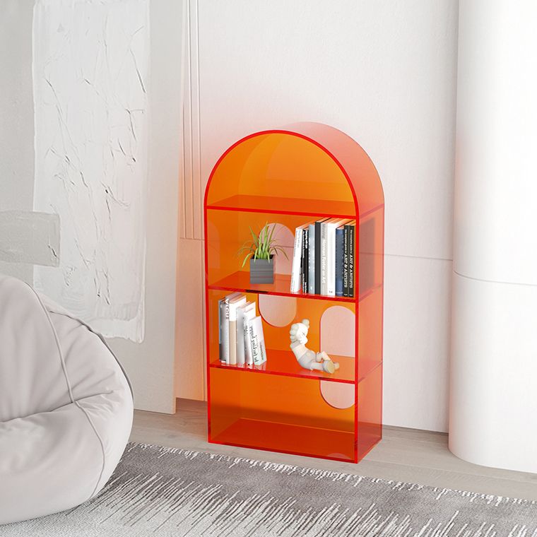 Acryl -boekenplank Scandinavian Style Orange Open Back Bookkast voor Home Office Study Room