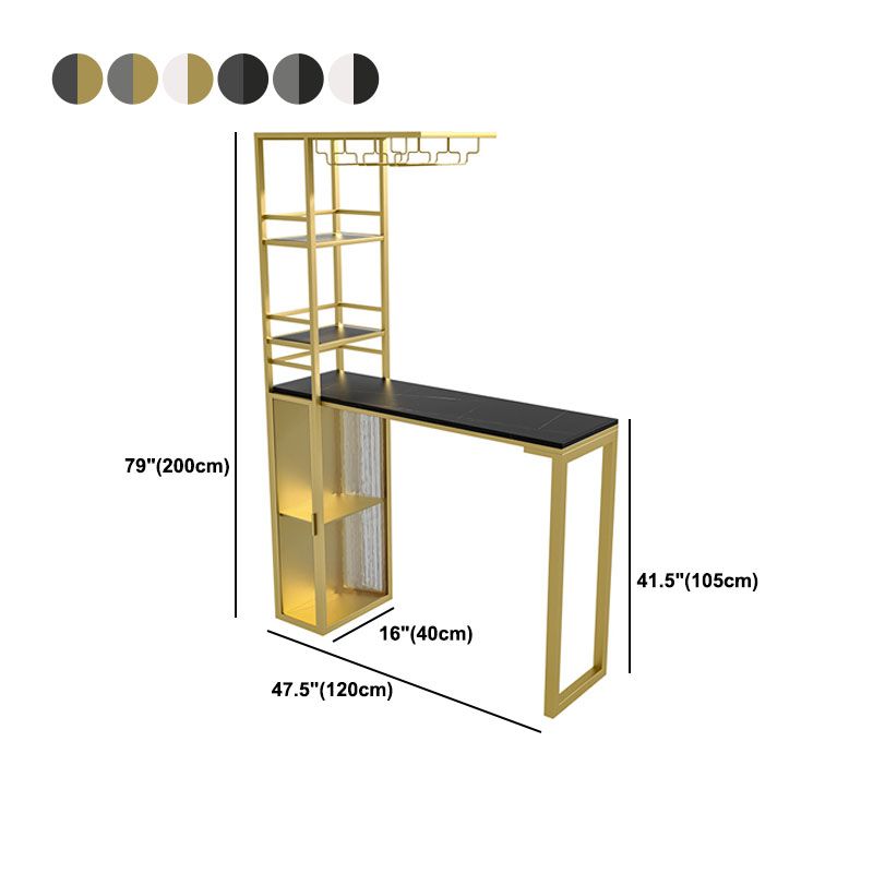 Stone Bar Dining Table Modern Bar Table with Double Pedestal for Living Room Balcony