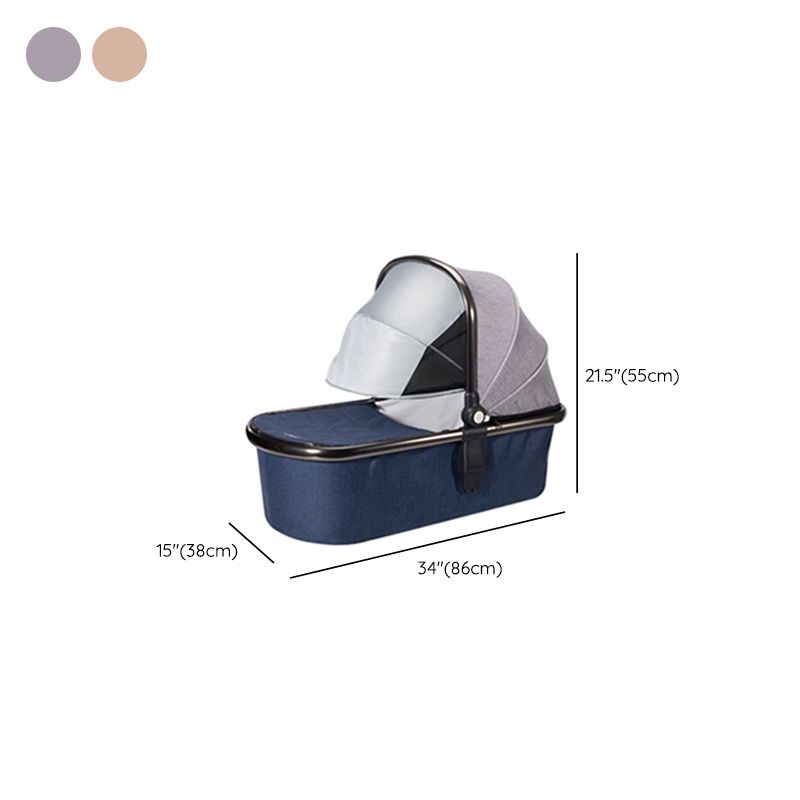 Contemporary Portable Bassinet with Metal Canopy for Newborn