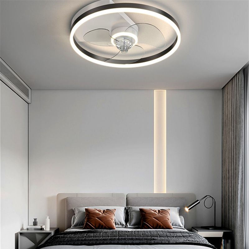 Metal Round Shape Ceiling Fan Modern Style Multi Lights Ceiling Fans Fixtures