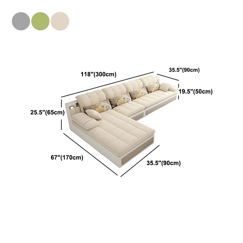 Nordic Tufted Sofa with Back Strap Pillow Armrest in Khaki/green/grey Sectional