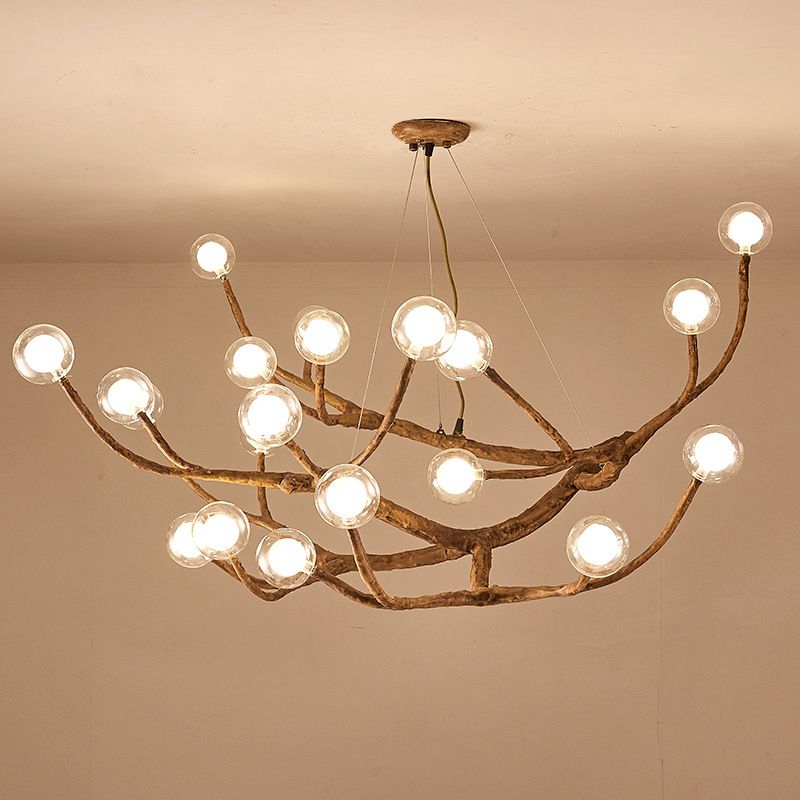 Contemporary Creative Branch Chandelier Pendant Light Clear Glass Ceiling Lights Fixture for Coffee Shop