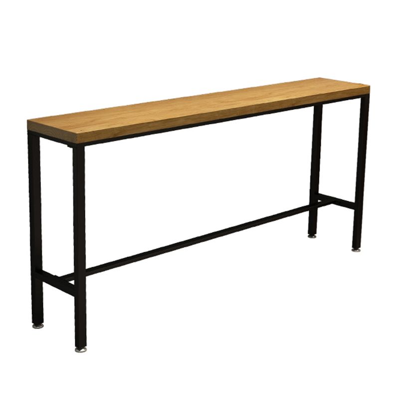 Pine Wood Bar Dining Table Industrial Rectangle Bar Table with Trestle for Cafe Balcony