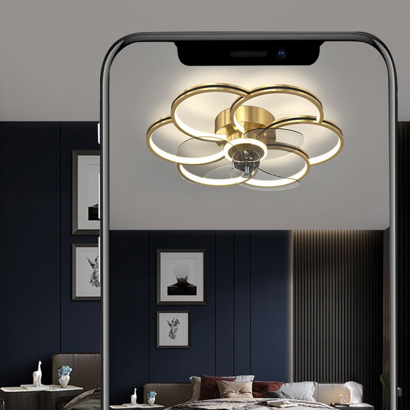 Modern Ceiling Fan Light Multi Light Ceiling Mount Lamp with Silica Gel Shade for Bedroom