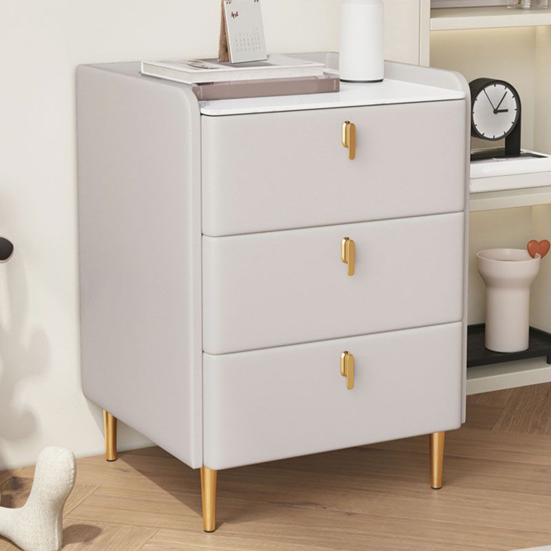 Contemporary Stone Bedside Cabinet with 3 Drawers for Bedroom