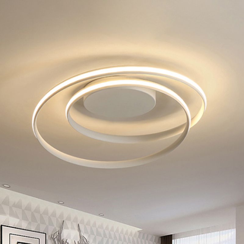 Loop Ceiling Lamp Simple Acrylic LED Black/White 18"/23.5" Wide Flush Light Fixture in Warm/White Light