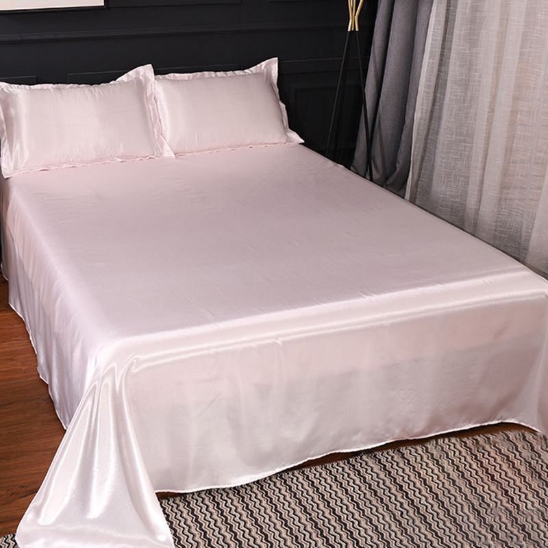 Non-Pilling Bed Sheet Solid Color Breathable Sateen Weave Fade Resistant Sheet Set