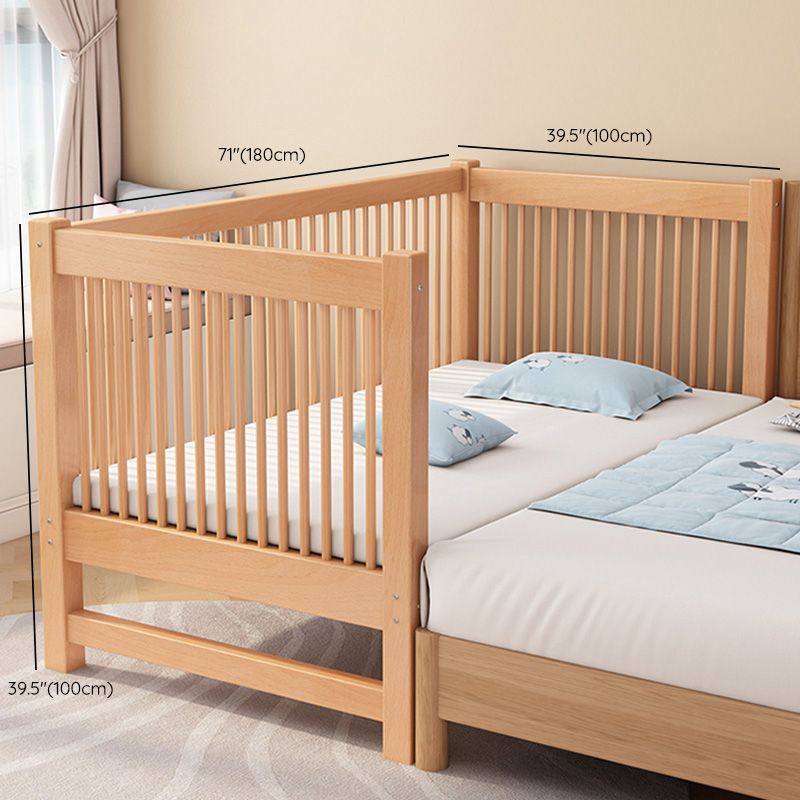 Washed Natural Nursery Crib Modern Wood  Nursery Crib with Guardrail