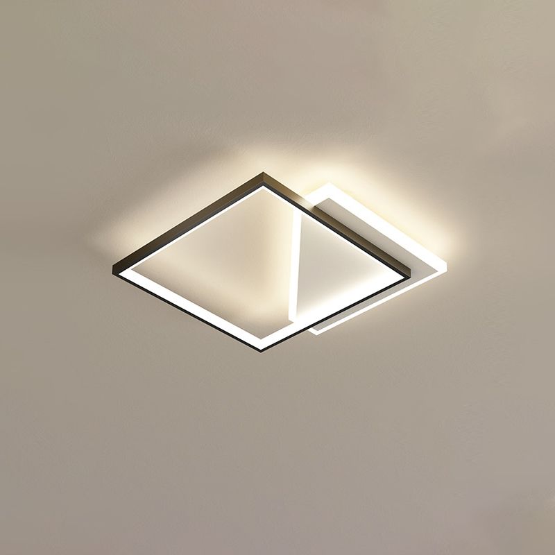 Acrylic 2-Light Ceiling Light in Modern Style Geometric Flush Mounted in Black and White