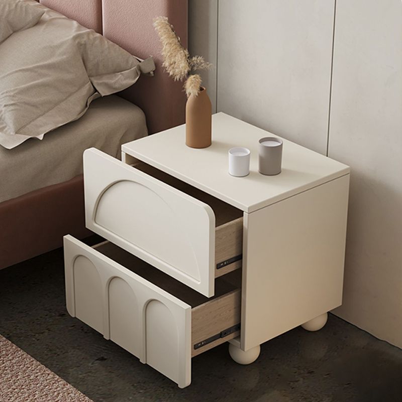 Solid Wood Bedside Table for Nursery Neutral Kids Bedside Table with Drawers