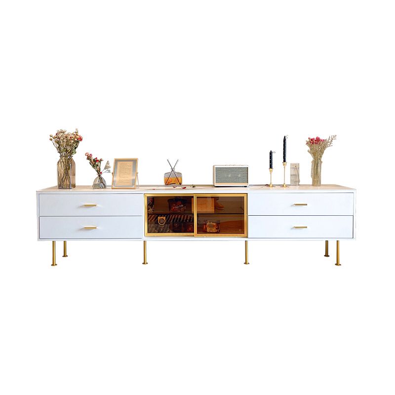 Glam Style Stone TV Stand 4 Drawers Enclosed Storage TV Cabinet