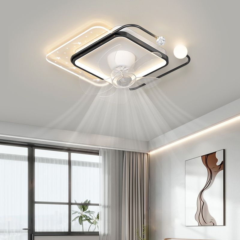 Geometric LED Ceiling Fan Iron and Acrylic Fan Light in Black / Gold