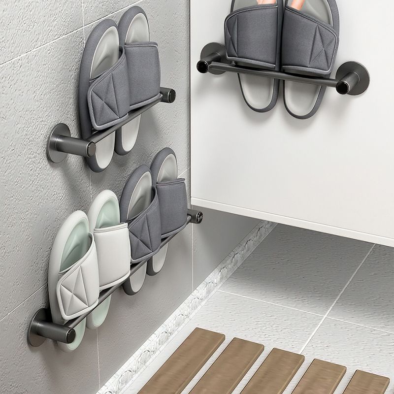 2-Piece Modern Bathroom Accessory Set Metal Slipper Rack/Towel Bar