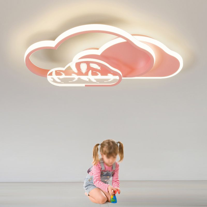 Stagger Cloud Acryl LED Semi Flush Mount in moderner einzigartiger Federmetalldecke für Schlafzimmer