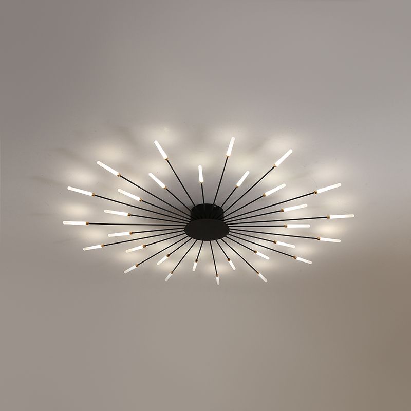 Modern Style Linear Shade Ceiling Lamp Metal 1 Headed Ceiling Lighting for Living Room