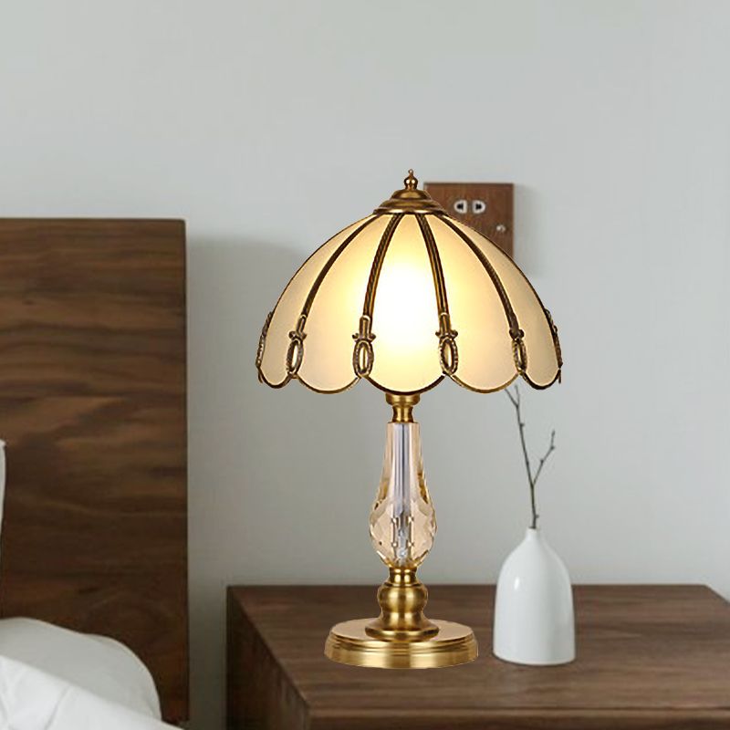 1 Head Living Room Table Lamp Modern Gold Reading Light with Domed Frosted Glass Shade