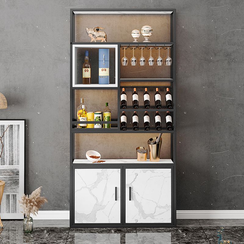 Metal Floor Wine Bottle & Glass Rack Modern Wine Rack with Shelf