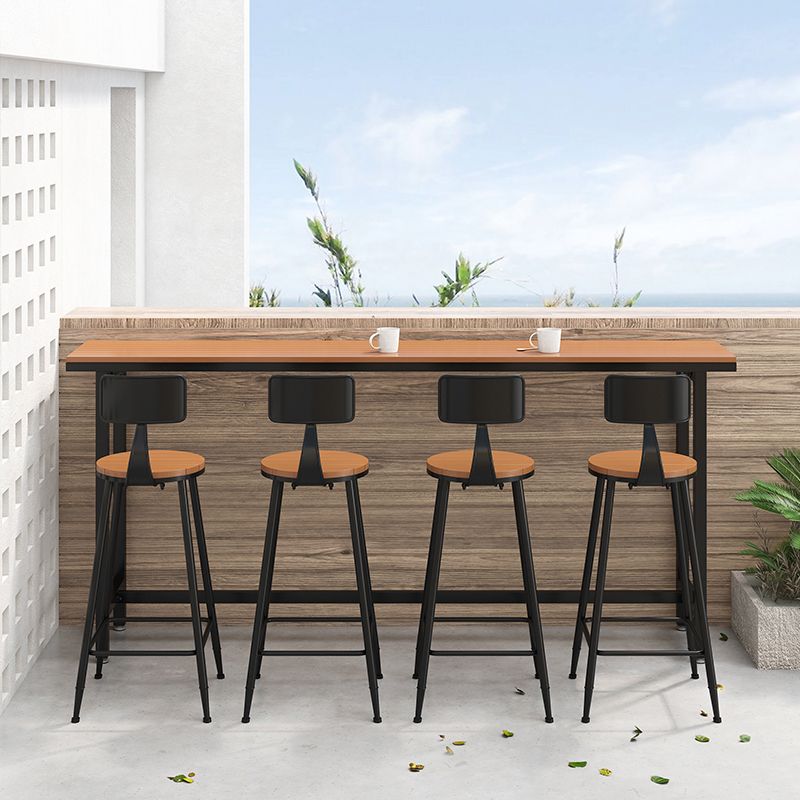 Rectangle Bar Dining Table Modern Bar Table with Trestle Base in Black