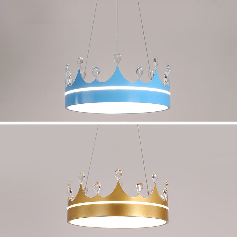 LED Bedroom Semi Flush Mount Lighting Modern Semi Flush Ceiling Light with Crown Metal Shade