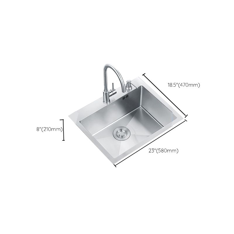 Stainless Steel Drop-In Kitchen Sink Overflow Hole Design Kitchen Sink with Faucet