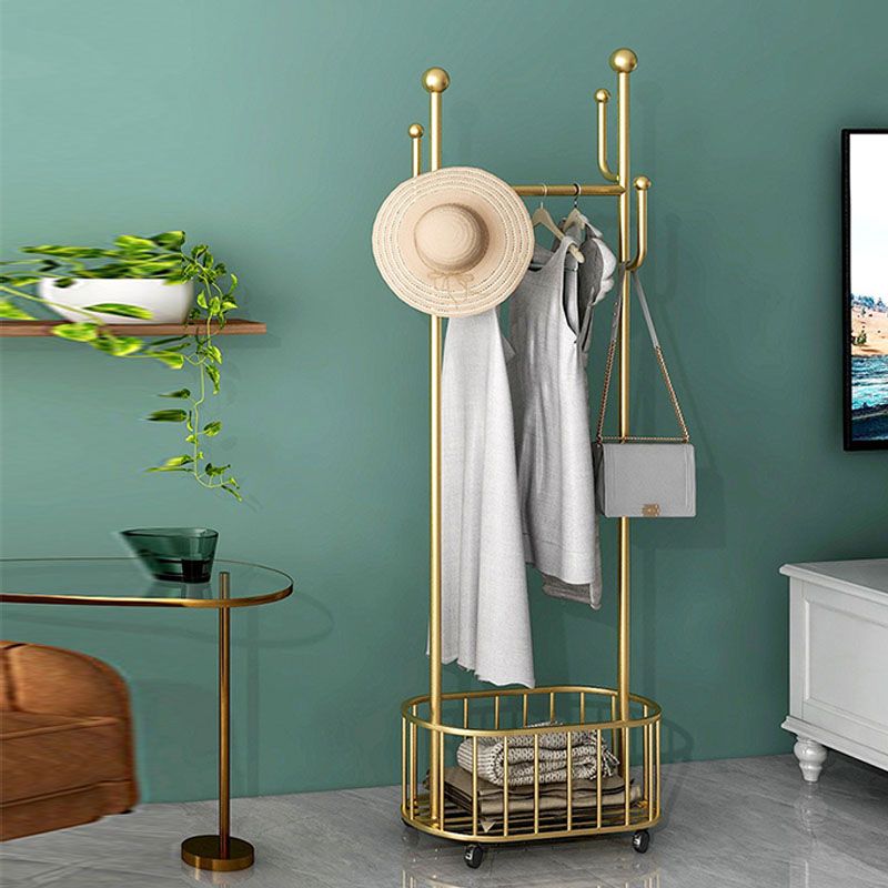 Modern Metal Entry Hall Tree Storage Bench Hooks Free Standing Coat Hanger