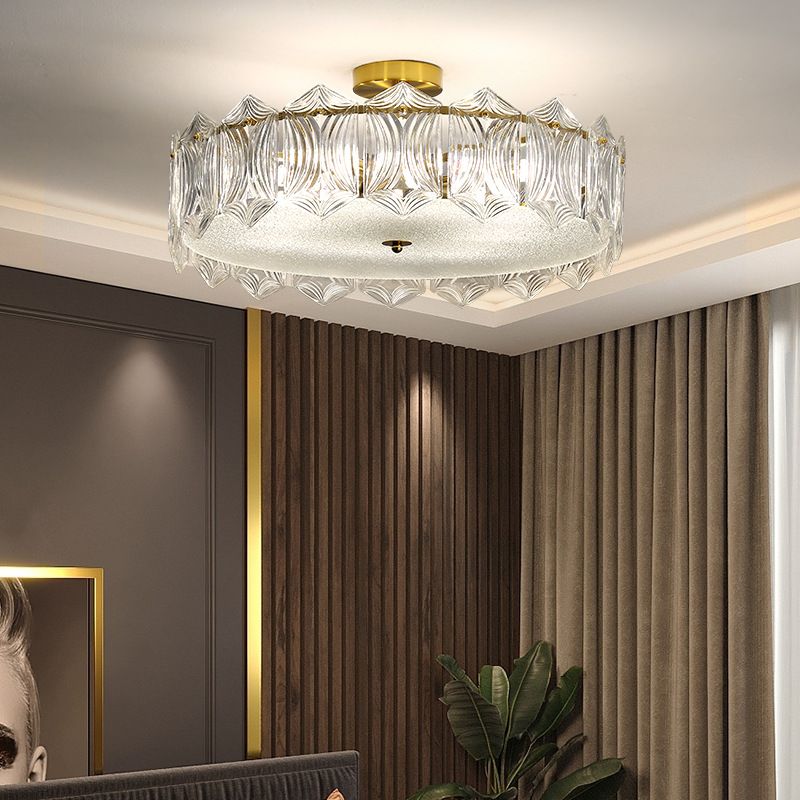 Modern Glass Shade Ceiling Light Minimalist Flush Mount for Bedroom