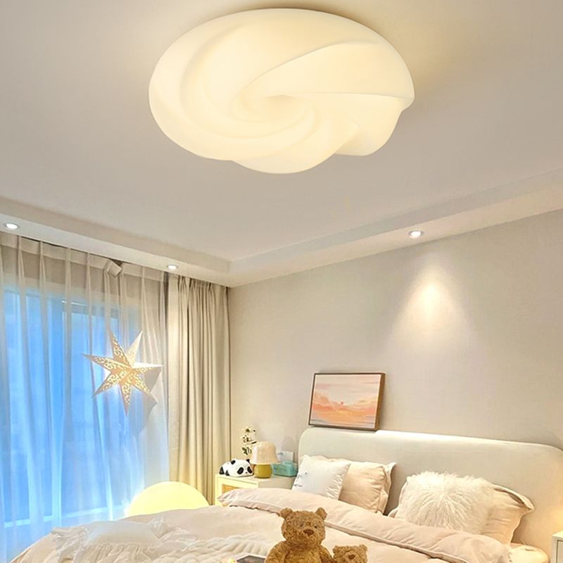 LED Modern Metal Flush Mount Cookie Shape Ceiling Light with Plastic Shade for Living Room