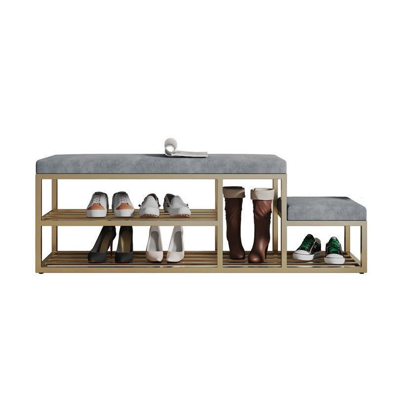 11.8 Inch Wide Glam Entryway Bench Metal Bench with Cushioned