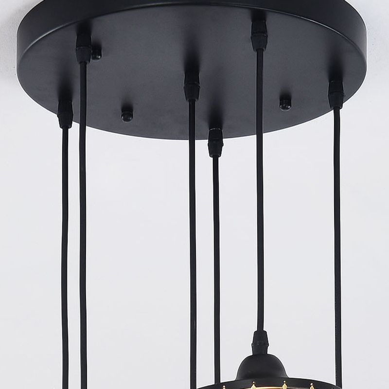 Crystal Black Pendant Light in Modern Luxury Style Iron Cylindroid Hanging Lamp for Interior Spaces