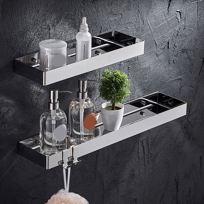 Contemporary Stainless Steel Bath Shelf 2-Piece Bathroom Accessory Set