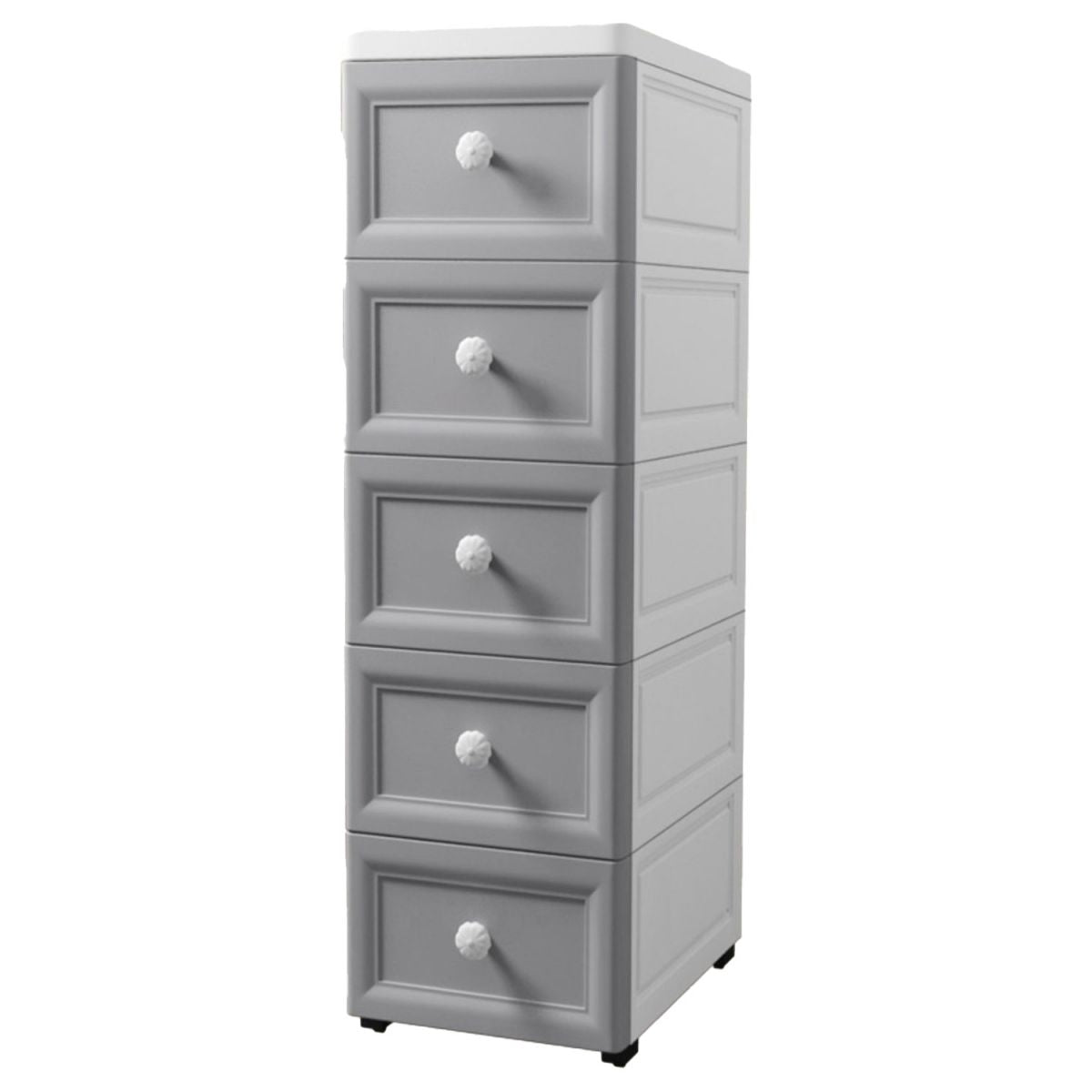 Modern Plastic Vertical Kids Nightstand with 5 Drawers for Bedroom