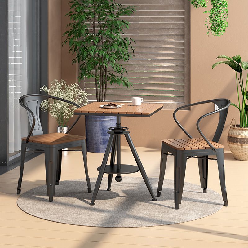 Outdoor Square Adjustable Height Patio Table Modern Iron Frame Patio Table