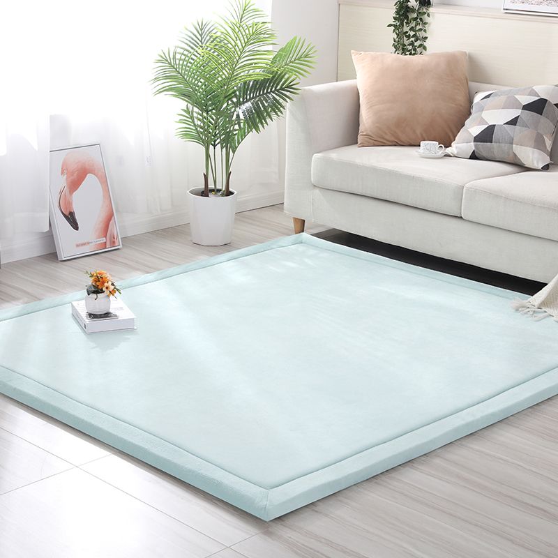 Green Pure Color Area Carpet Polyester Area Rug Anti-Slip Easy Care Rug for Living Room