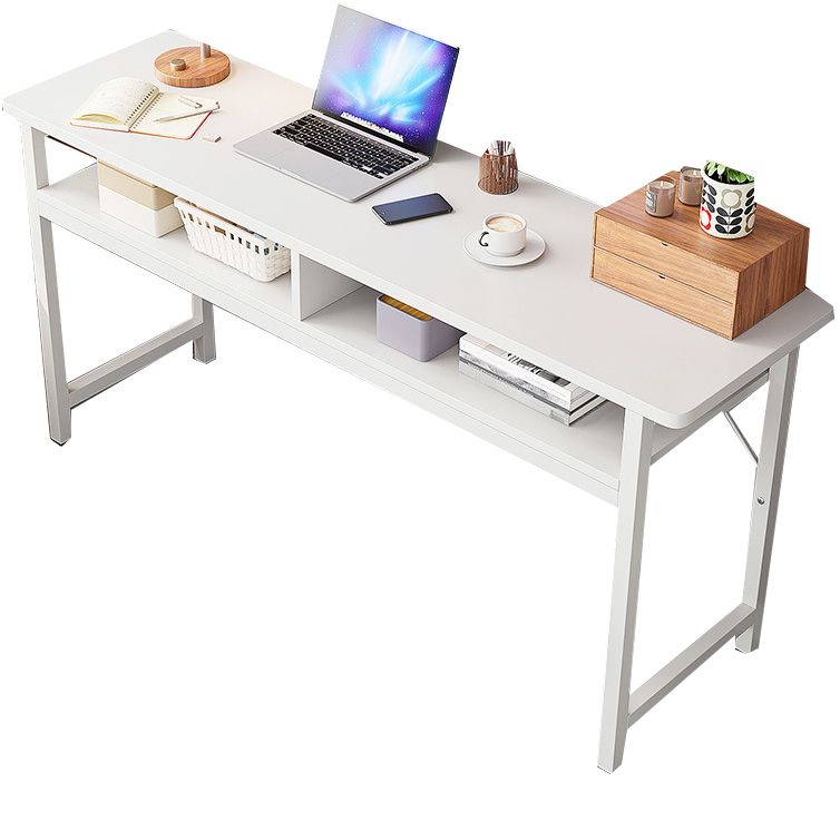 Wooden Rectangular Writing Desk Home Glam Office Desk with Shelves