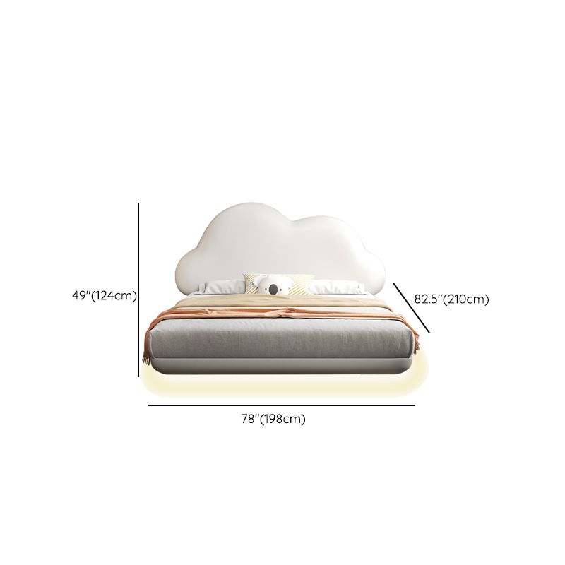 Contemporary White Upholstered Headboard Standard Bed in Soild Wood