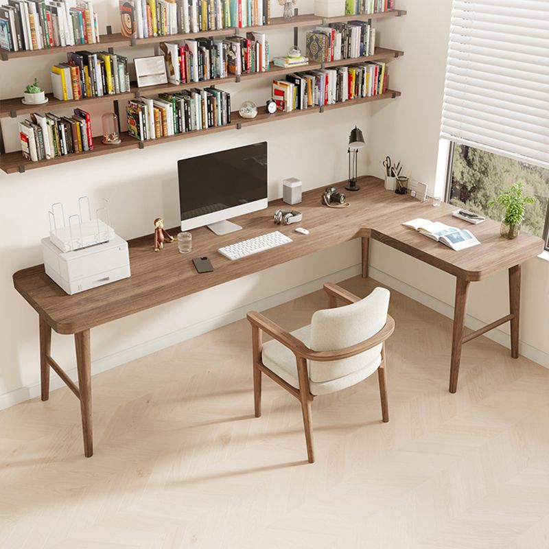 Industrial L-Shape Writing Desk Solid Wood Office Desk for Office