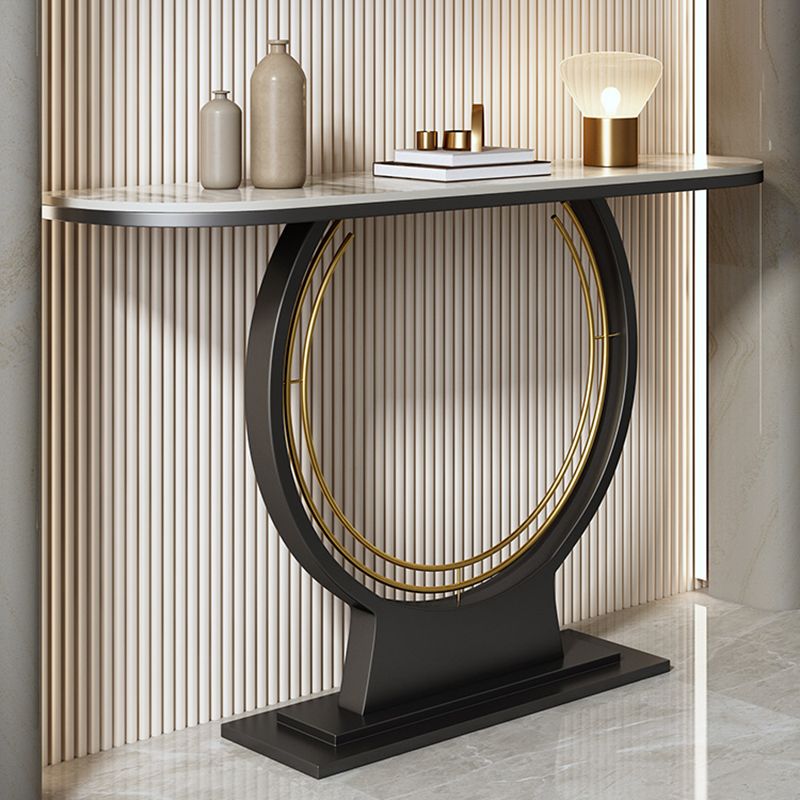 Stain Resistant Half Moon Glam Abstract Slate/metal Console Table